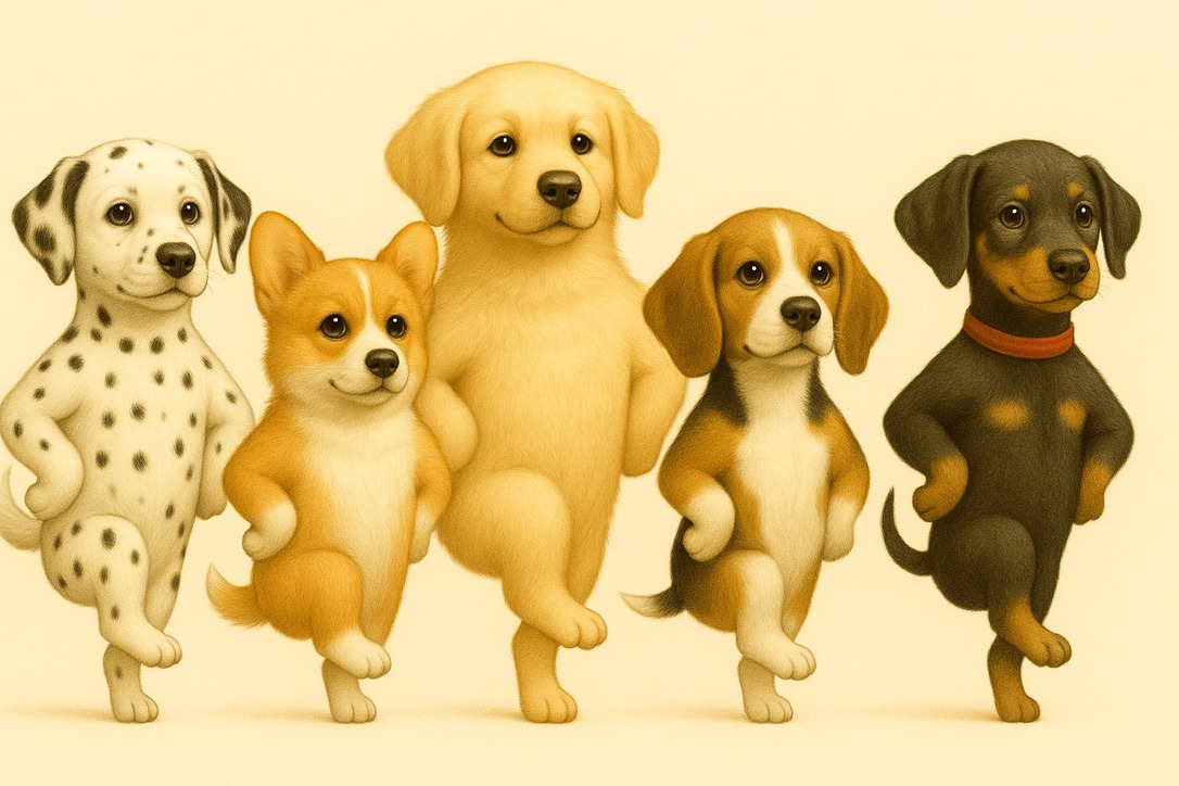 ＜スキップ犬＞
